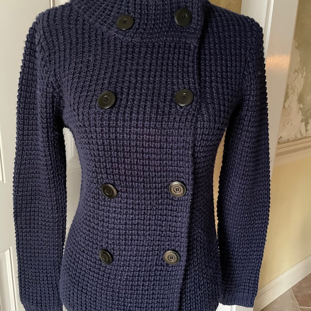 CONTEXT navy heavy weight sweater jacket